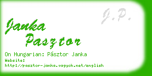 janka pasztor business card